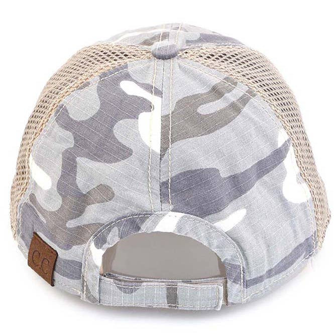C.C American Flag Embroidery Camo Baseball Cap: Gray