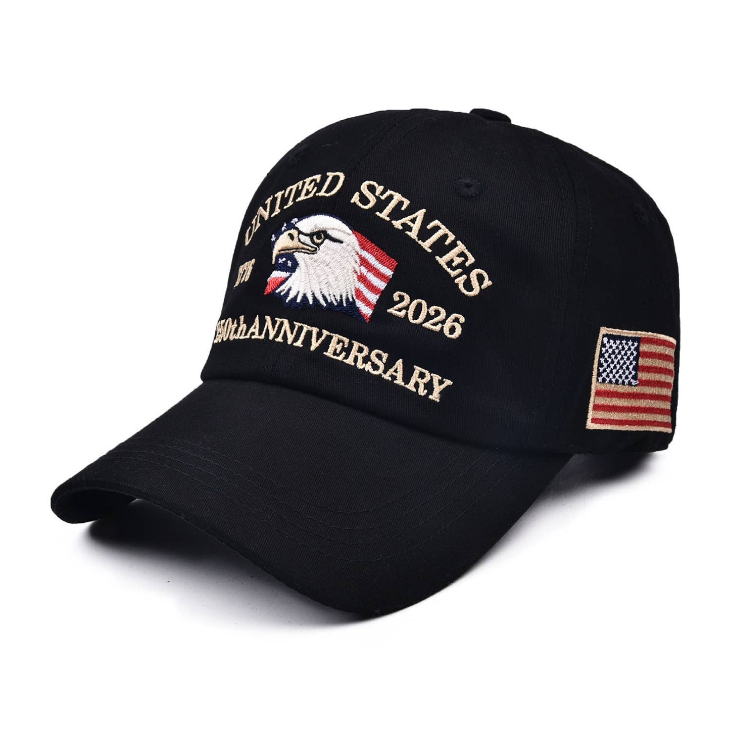 Patriotic 250th Anniversary Commemorative Baseball Cap: Black / ONE SIZE