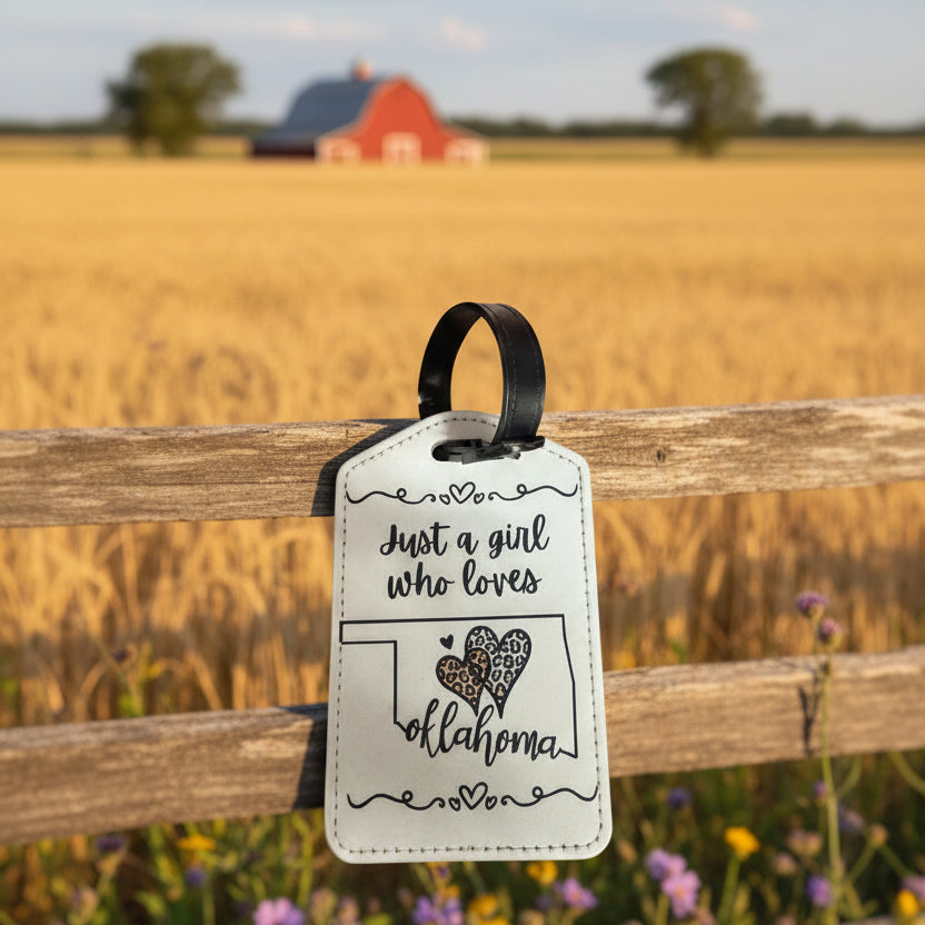 Luggage Tag Girl Who Loves Oklahoma