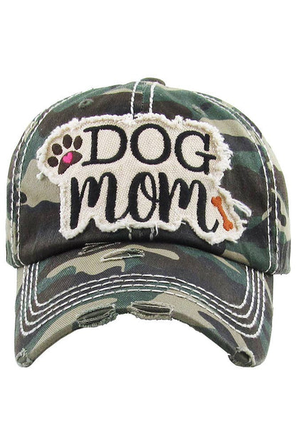 DOG MOM Patch Vintage Distressed Baseball Cap
