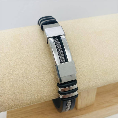 Men's Silicone Titanium Steel  Bracelet - MJ/BC: Silver