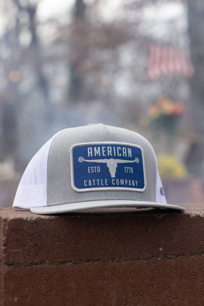 Bull Spurs Hat-Flat: Blue/Grey
