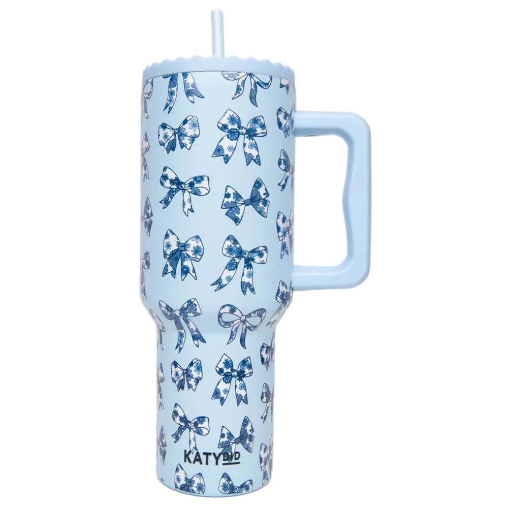Toile Coquette Bows 38 Oz Tumbler College Grad Gift: Light Blue