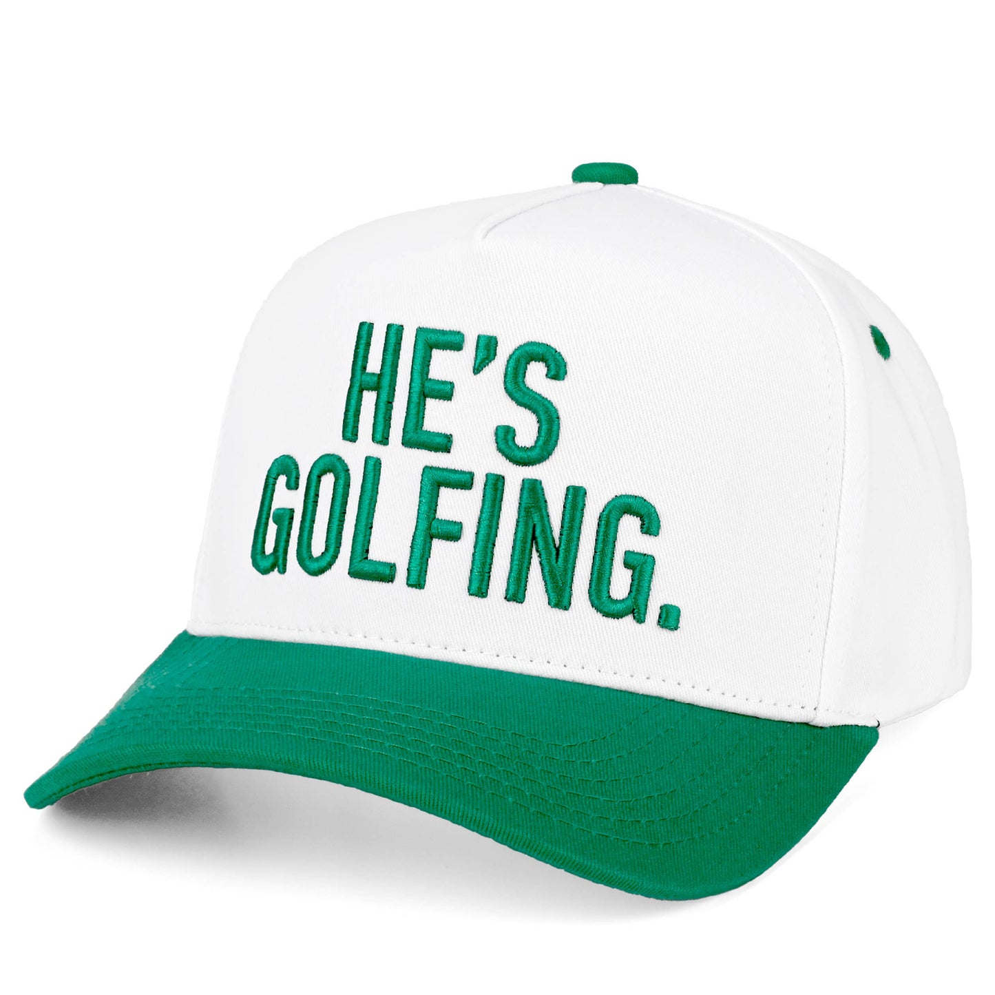 Hat HE'S GOLFING Embroidered on Two Tone Trucker Hat CC Brand