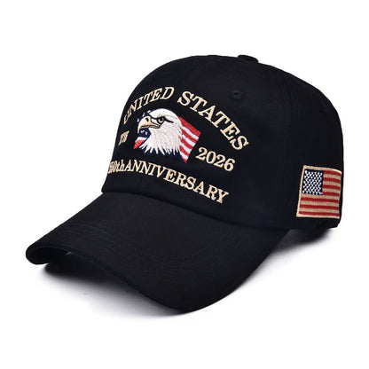 Patriotic 250th Anniversary Commemorative Baseball Cap: Black / ONE SIZE