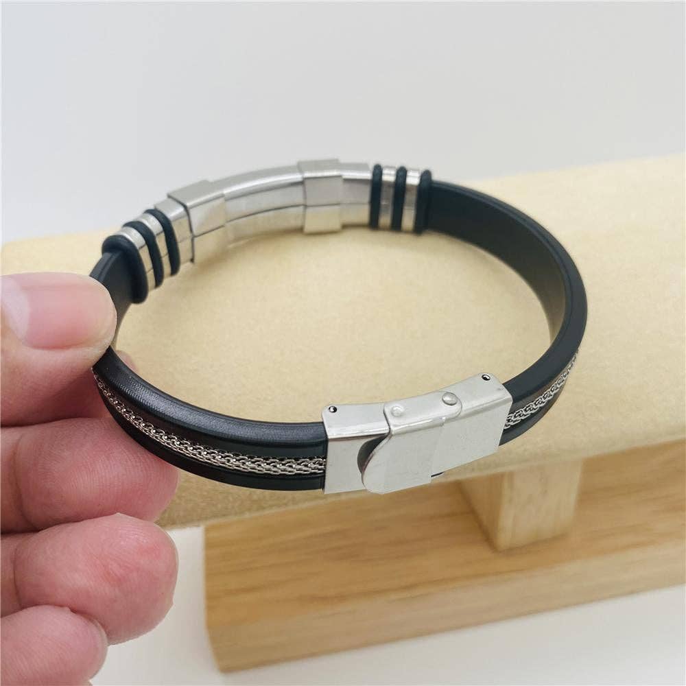 Men's Silicone Titanium Steel  Bracelet - MJ/BC: Silver