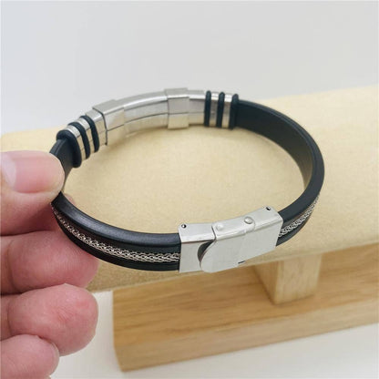 Men's Silicone Titanium Steel  Bracelet - MJ/BC: Silver