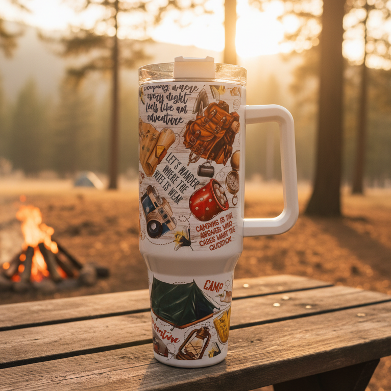 40 oz Stainless Steel Tumbler – Camping Life (Image 3)