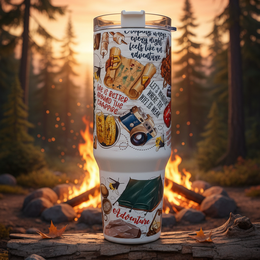 40 oz Stainless Steel Tumbler – Camping Life Lifestyle
