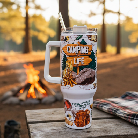 40 oz Stainless Steel Tumbler – Camping Life