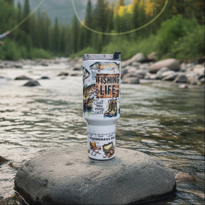 40 oz Stainless Steel Tumbler, Fishing Life