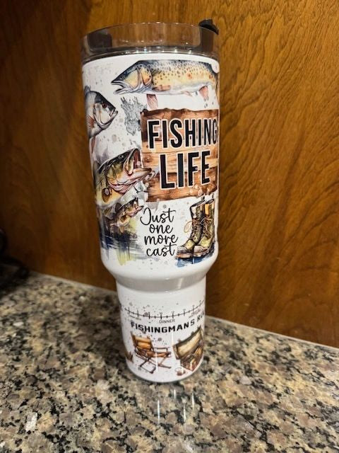 40 oz Stainless Steel Tumbler, Fishing Life