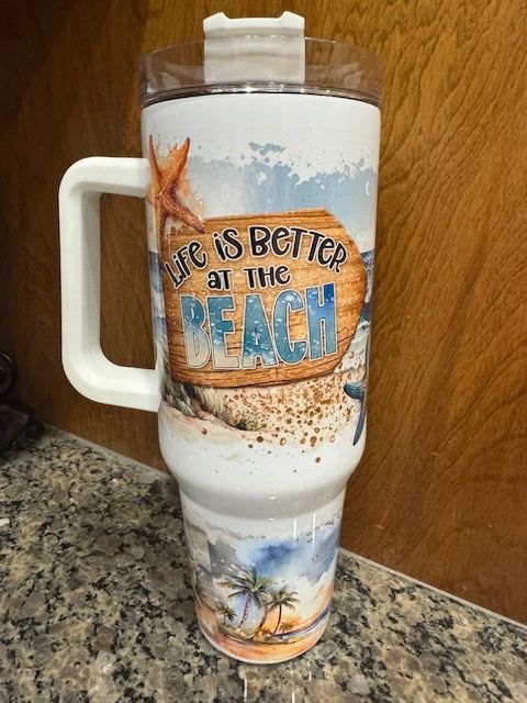 40 oz Stainless Steel Tumbler, Life is Better at the Beach