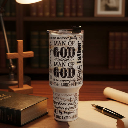 Tumbler with motivational text design on a countertop