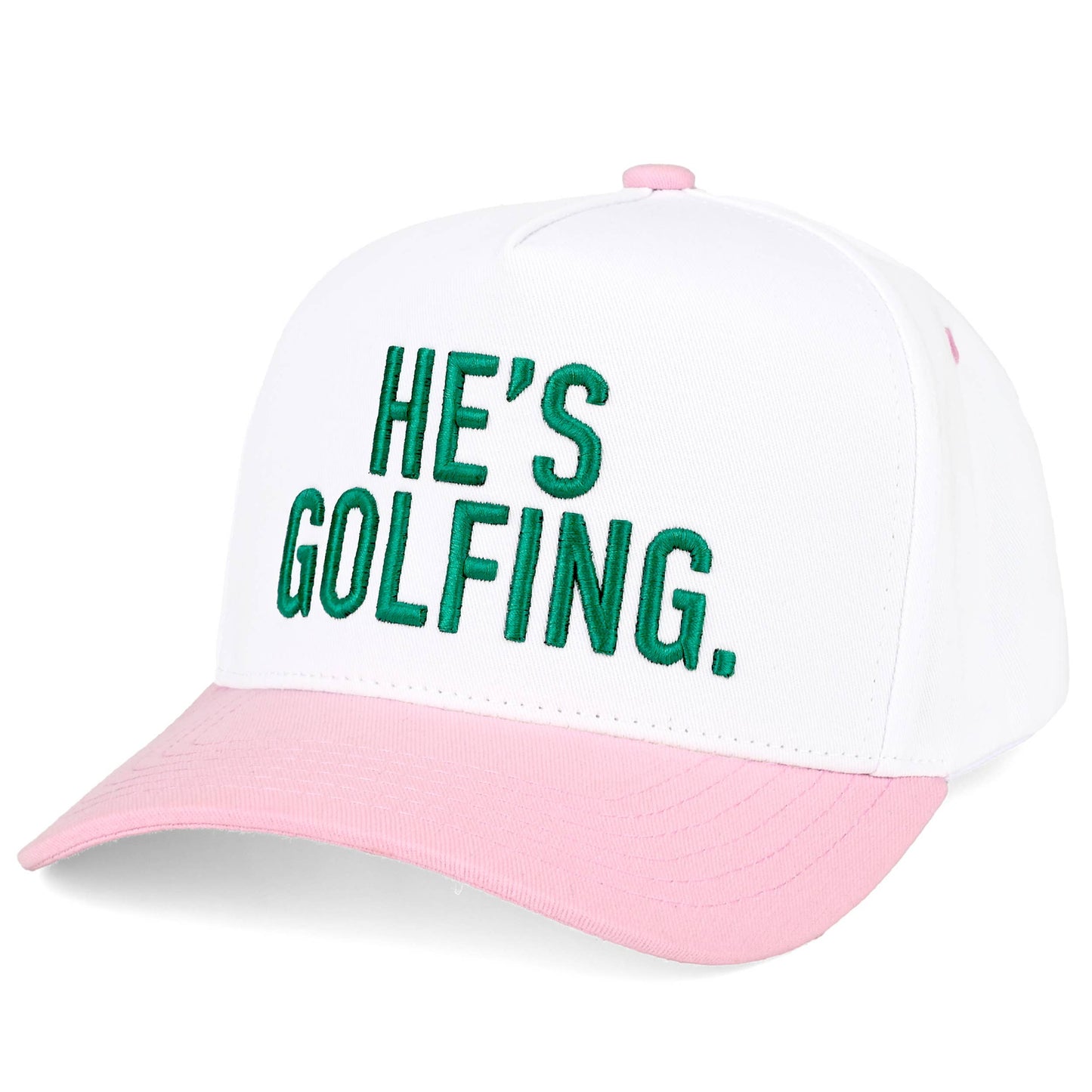 Hat HE'S GOLFING Embroidered on Two Tone Trucker Hat CC Brand