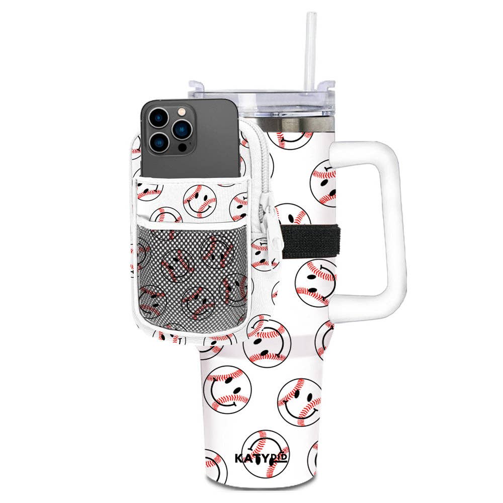 Baseball Happy Face ZIPPER POUCH Tumbler Fanny Pack