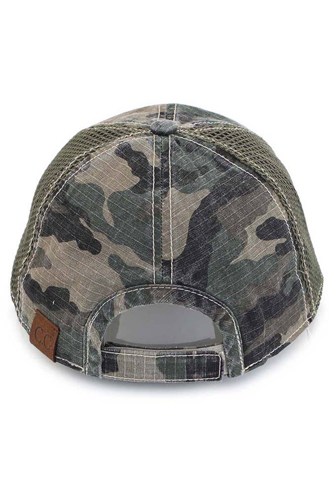 C.C American Flag Embroidery Camo Baseball Cap: Gray