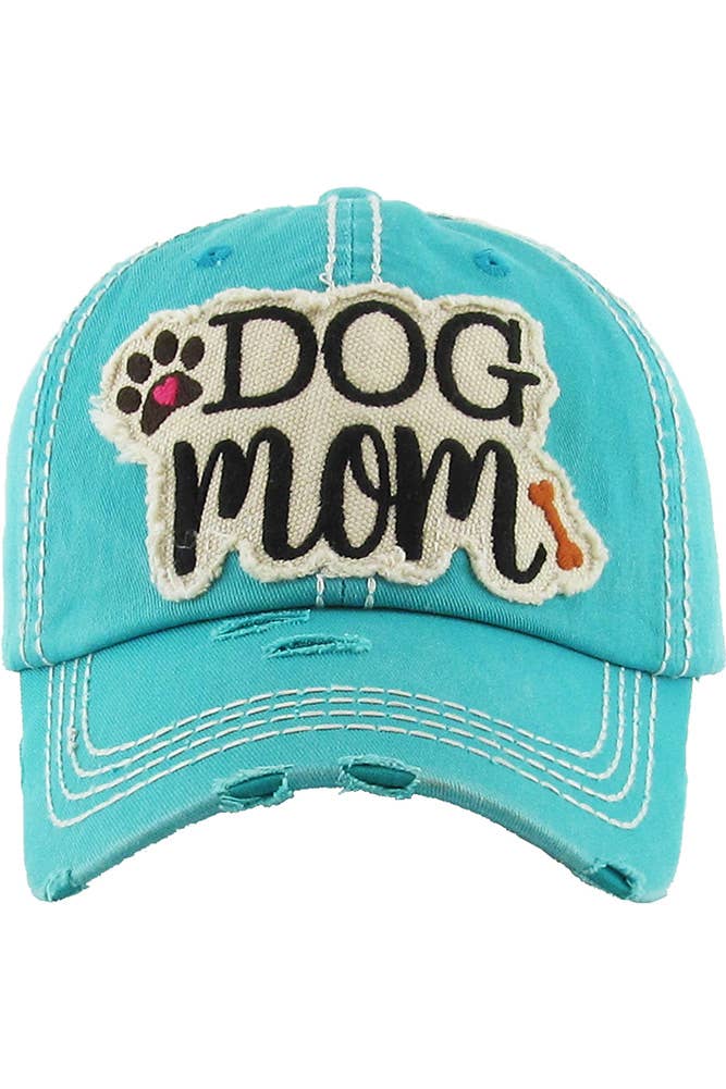DOG MOM Patch Vintage Distressed Baseball Cap