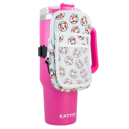 Baseball Happy Face ZIPPER POUCH Tumbler Fanny Pack