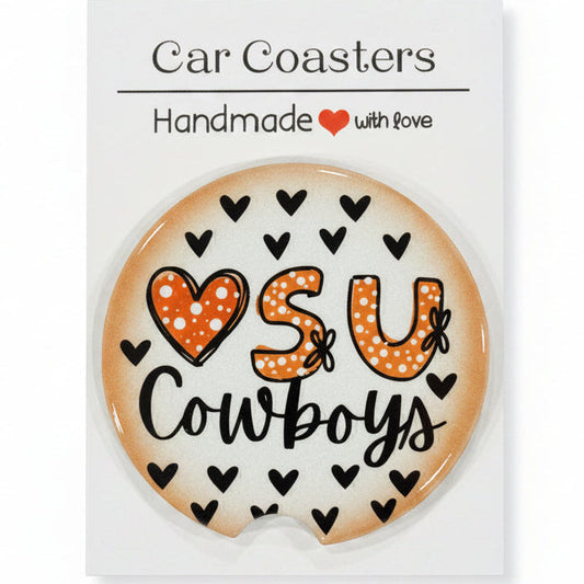 Car Coaster ceramic OSU Polka Dot