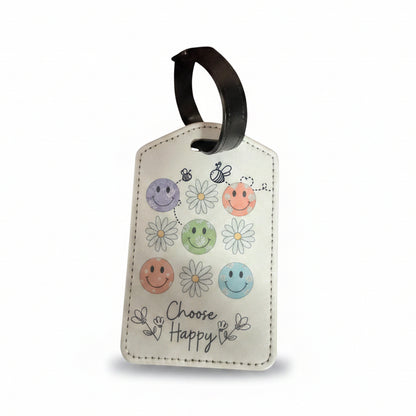 Luggage Tag Choose Happy Smiley Daisies