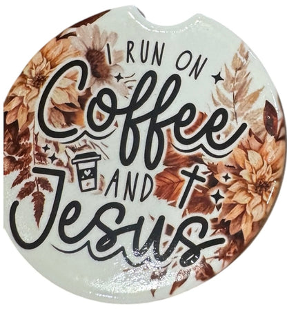 Car Coaster ceramic Coffee and Jesus Collection, 3 options