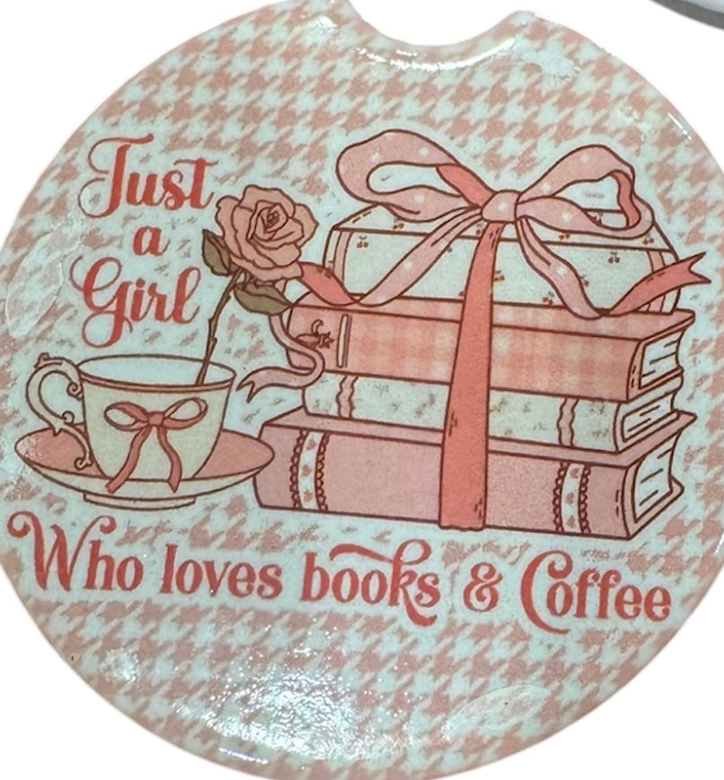 Car Coaster ceramic Book Girl Collection, 3 options