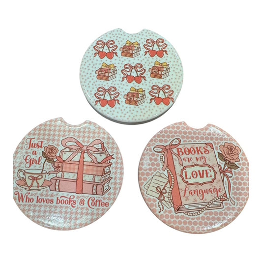 Car Coaster ceramic Book Girl Collection, 3 options