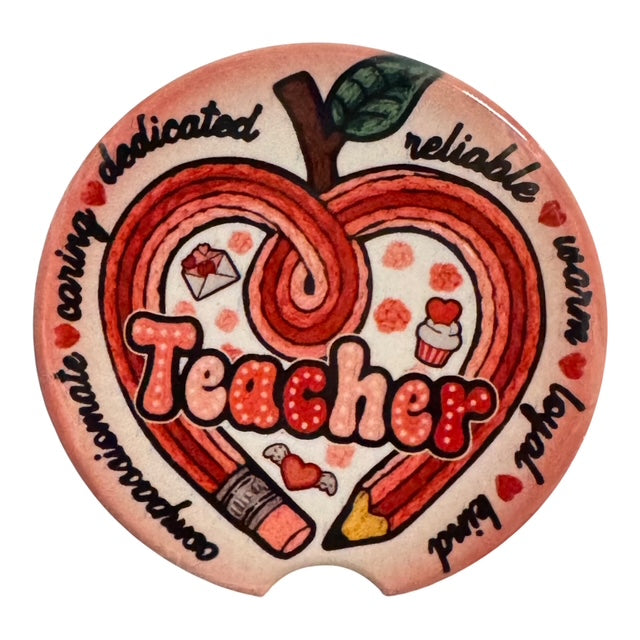 Car Coaster Teacher Crochet Apple Style