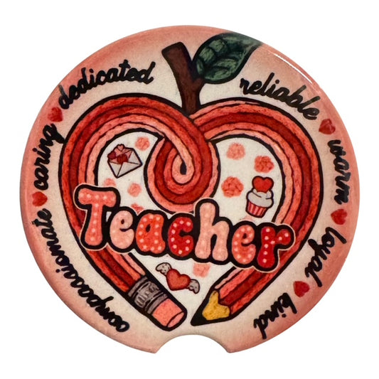 Car Coaster Teacher Crochet Apple Style