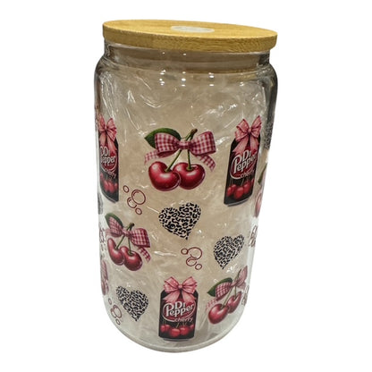 Glass jar with wooden lid featuring Pop-Tart graphics on a white background