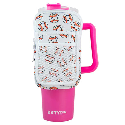 Baseball Happy Face ZIPPER POUCH Tumbler Fanny Pack