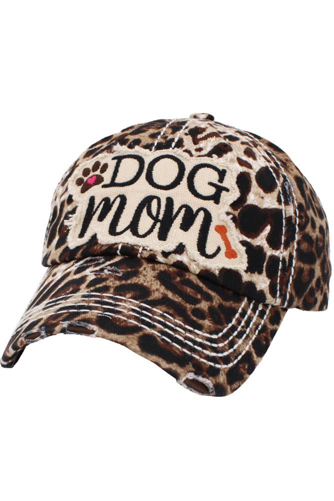 DOG MOM Patch Vintage Distressed Baseball Cap