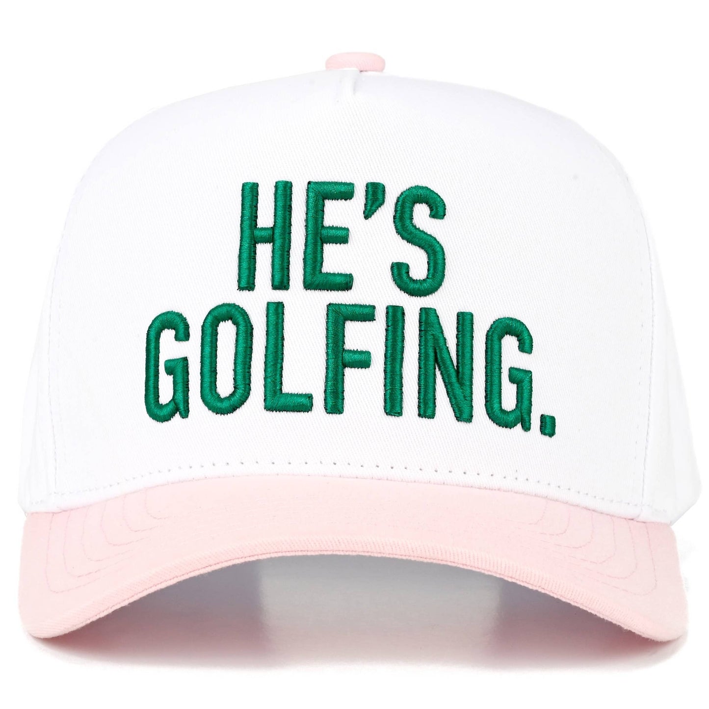 Hat HE'S GOLFING Embroidered on Two Tone Trucker Hat CC Brand