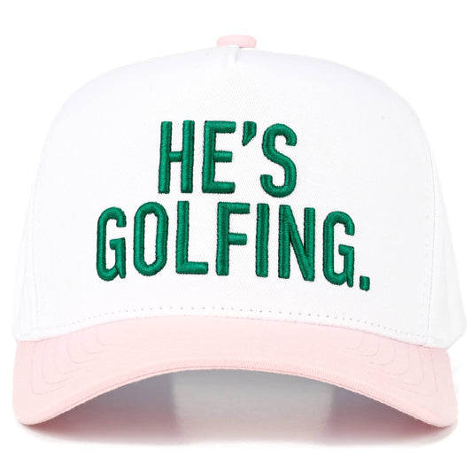 Hat HE'S GOLFING Embroidered on Two Tone Trucker Hat CC Brand