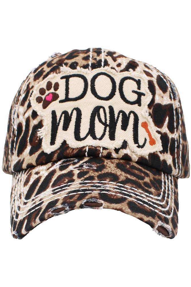 DOG MOM Patch Vintage Distressed Baseball Cap
