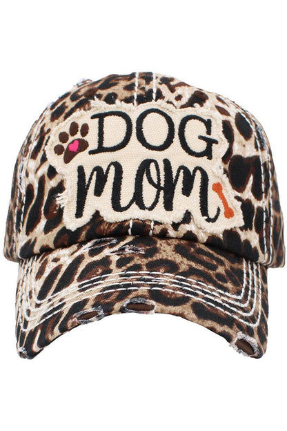 DOG MOM Patch Vintage Distressed Baseball Cap