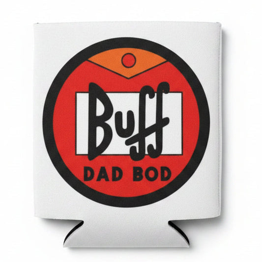 Buff Dad Bod product packaging with red and black design on a white background