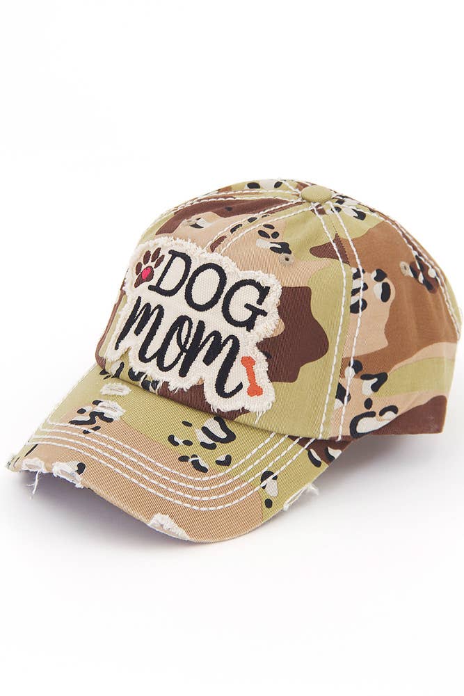 DOG MOM Patch Vintage Distressed Baseball Cap