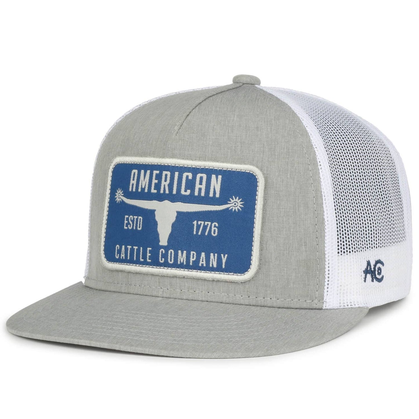 Bull Spurs Hat-Flat: Black/White