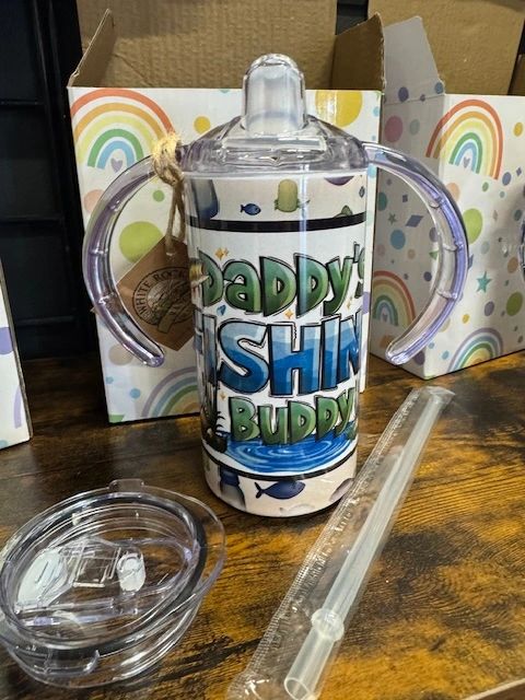 Daddy's Fishing Buddy 12 oz. Stainless Steel Sippy Cup/Toddler Cup set
