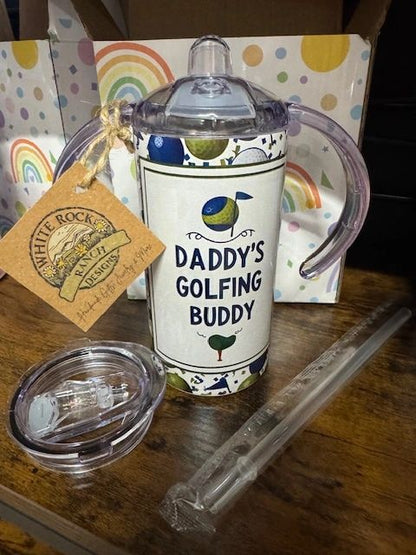 Daddy's Golfing Buddy 12 oz. Stainless Steel Sippy Cup/Toddler Cup set