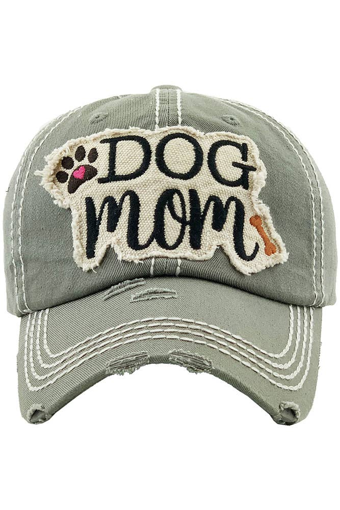DOG MOM Patch Vintage Distressed Baseball Cap