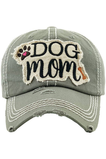 DOG MOM Patch Vintage Distressed Baseball Cap