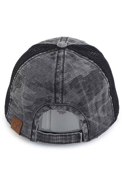 C.C American Flag Embroidery Camo Baseball Cap: Black