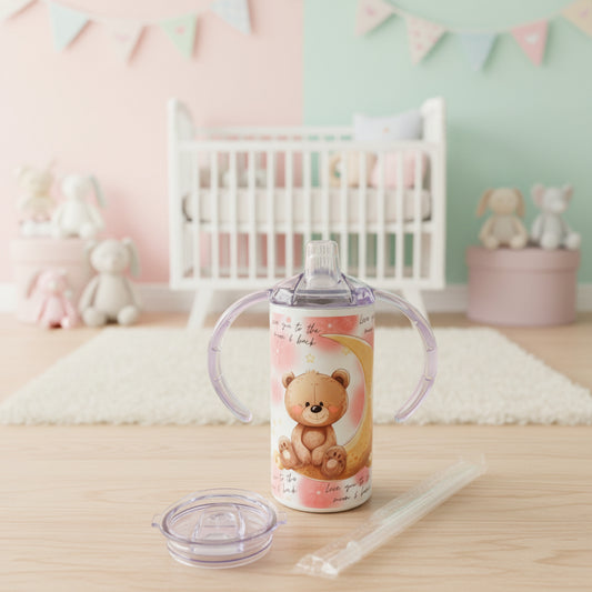 Tumbler with a bear design in a baby's room
