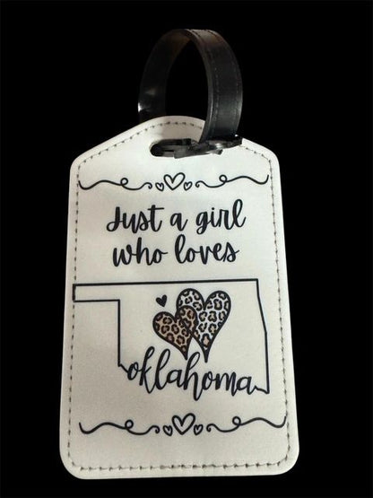 Luggage Tag Girl Who Loves Oklahoma