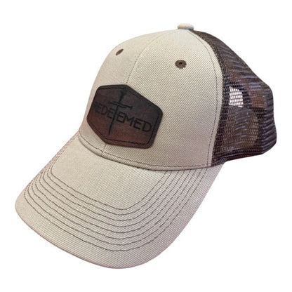 Redeemed Faux Leather Patch Structured 2-tone trucker hat