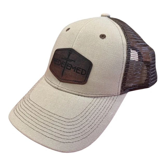 Redeemed Faux Leather Patch Structured 2-tone trucker hat