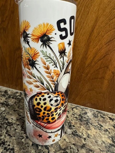 Soccer Mom Leopard Print 20 oz. Skinny Tumbler